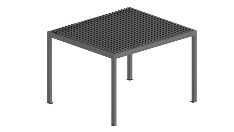 Rendering des Lamellendachs Selt in grauem Aluminium