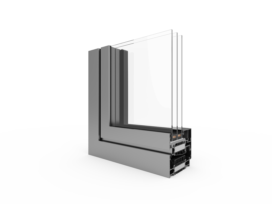 calu 88 Standard aluminium window profile, corner section render