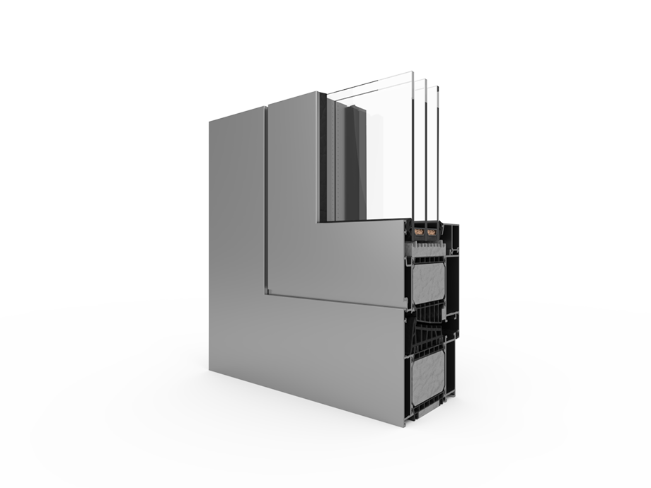 MB-104 Passive aluminium window profile, corner section render