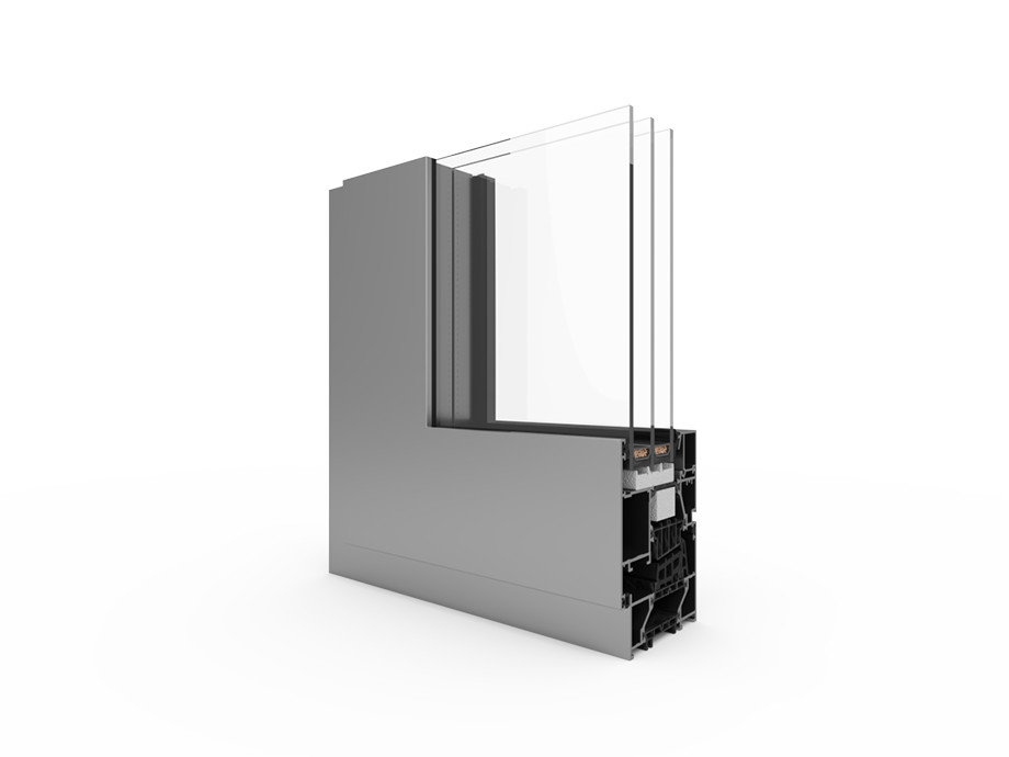 MB-86 Casement aluminium window profile, corner section render